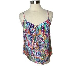 Lilly Pulitzer Dusk Tank Top Silk Adjustable Racerback Multicolor Cami Sz M